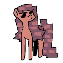 Size: 630x637 | Tagged: safe, derpibooru import, oc, oc:cinderbottom, unofficial characters only, earth pony, pony, brick, brick booty, bricks, cute, earth pony oc, female, forced meme, front view, image, lidded eyes, looking at you, mare, meme, missing cutie mark, ms paint, no source available, png, red mane, simple background, smiling, solo, solo female, white background