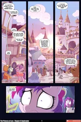 Size: 3541x5309 | Tagged: safe, artist:asura-00, artist:lummh, derpibooru import, cinnamon chai, constructicorn, cookie crumbles, fancypants, filthy rich, fizzlepop berrytwist, hondo flanks, north star, princess cadance, rarity, spoiled rich, sweet biscuit, tempest shadow, vidala swoon, zesty gourmand, alicorn, earth pony, pony, unicorn, comic:the princess of love, g4, absurd file size, absurd resolution, alternate hairstyle, canterlot, comic, dialogue, female, filly, filly cadance, filly rarity, foal, hearth's warming, high res, holding hooves, horn, image, levitation, looking at each other, looking at someone, magic, male, mare, pinpoint eyes, png, royal guard, scissors, snow, speech bubble, spoiled milk, stallion, telekinesis, wall of tags, winter, young cadance, young rarity, younger