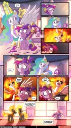 Size: 3541x6323 | Tagged: safe, artist:asura-00, artist:lummh, derpibooru import, daybreaker, princess cadance, princess celestia, rarity, vidala swoon, alicorn, earth pony, pony, unicorn, comic:the princess of love, g4, absurd file size, absurd resolution, alternate hairstyle, canterlot castle, chess, chess piece, chessboard, comic, dialogue, female, fiery mane, fiery tale, filly, filly cadance, fire, foal, horn, image, imagine spot, levitation, magic, male, messy mane, pinpoint eyes, plate, png, royal guard, scissors, scone, speech bubble, stallion, telekinesis, young cadance, younger