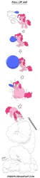 Size: 1087x4817 | Tagged: safe, artist:pheeph, derpibooru import, pinkie pie, earth pony, pony, g4, balloon, balloonie pie, blowback, blowing, blowing up balloons, comic, deflation, eyes closed, female, flying, image, inflating, inflation, mare, old master q, parody, png