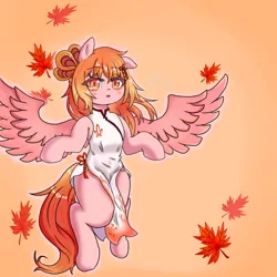 Size: 4096x4096 | Tagged: safe, artist:dw_atias, derpibooru import, oc, oc:phoenix perch, unofficial characters only, pegasus, pony, belly, belly button, blushing, cheongsam, clothes, dress, female, floppy ears, human shoulders, image, mare, png, simple background, solo