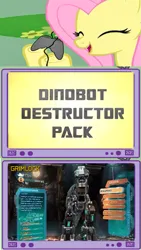 Size: 747x1324 | Tagged: safe, derpibooru import, fluttershy, pegasus, pony, g4, exploitable meme, fall of cybertron, female, gamershy, grimlock, happy, image, mare, meme, obligatory pony, png, smiling, television, transformers, tv meme