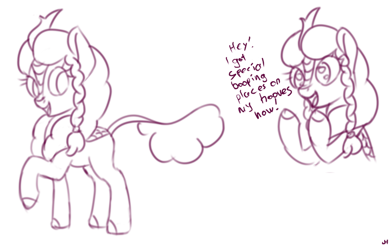 Size: 3967x2507 | Tagged: safe, artist:jh, derpibooru import, oc, oc:marker pony, unofficial characters only, kirin, g4, sounds of silence, /mlp/, 4chan, dialogue, female, high res, image, imminent boop, kirinified, mlpg, monochrome, png, simple background, solo, species swap, white background