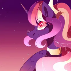 Size: 1080x1080 | Tagged: safe, artist:tessa_key_, derpibooru import, twilight sparkle, twilight sparkle (alicorn), alicorn, pony, g4, alternate design, choker, ethereal mane, eyelashes, female, horn, image, jpeg, mare, signature, solo, starry mane, wings