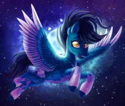 Size: 1280x1091 | Tagged: safe, artist:sadelinav, derpibooru import, oc, oc:daybreak, unofficial characters only, pegasus, pony, female, image, jpeg, mare, moon, night, solo