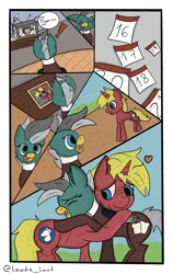 Size: 2400x3800 | Tagged: safe, artist:lewdielewd, derpibooru import, oc, oc:duk, oc:steel prism, bird, duck, comic, crying, cute, date, happy, high res, hug, image, no dialogue, png, quack, tears of joy, waiting, wholesome