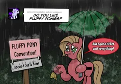 Size: 1280x892 | Tagged: safe, artist:ladyanidraws, derpibooru import, oc, oc:pun, unofficial characters only, earth pony, pony, ask pun, ask, crying, female, image, jpeg, rain, solo, teary eyes, umbrella, wavy mouth