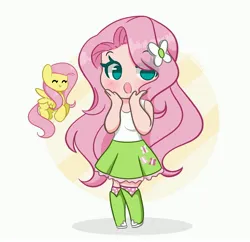 Size: 4096x3964 | Tagged: safe, artist:kittyrosie, derpibooru import, fluttershy, human, pegasus, pony, equestria girls, g4, blushing, chibi, cute, eyes closed, female, human coloration, human ponidox, image, jpeg, open mouth, self paradox, self ponidox, shyabetes