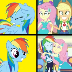 Size: 1300x1300 | Tagged: safe, derpibooru import, edit, edited screencap, screencap, applejack, fluttershy, rainbow dash, best in show: the pre-show, equestria girls, g4, spoiler:eqg series (season 2), biased, dashing through the mall, equestria girls specials, female, flutterdash, geode of fauna, geode of super strength, hug, image, lesbian, magical geodes, my little pony equestria girls: better together, my little pony equestria girls: holidays unwrapped, png, ship:appleshy, shipping