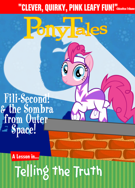 Size: 1099x1524 | Tagged: safe, artist:ianandart-back-up-3, derpibooru import, fili-second, pinkie pie, pony, series:pony tales, g4, dvd, dvd cover, fili-second! & the sombra from outer space!, image, png, ponytales, power ponies, solo, veggietales, vhs