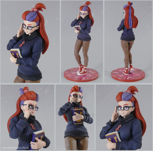 Size: 6000x5907 | Tagged: safe, artist:chyvak, derpibooru import, moondancer, human, g4, absurd resolution, book, clothes, converse, figurine, humanized, image, irl, jpeg, pants, photo, shoes, solo, sweater