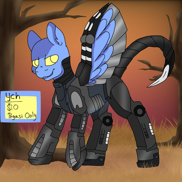 Size: 1439x1439 | Tagged: safe, artist:bluemoon, derpibooru import, oc, unofficial characters only, pegasus, pony, fallout equestria, armor, commission, enclave, enclave armor, image, png, solo, ych example, your character here