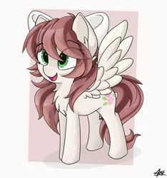 Size: 3000x3200 | Tagged: safe, artist:starmaster, derpibooru import, oc, oc:blissy spring, pegasus, pony, happy, high res, image, png, smiling, solo, spread wings, wings