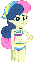 Size: 1024x1912 | Tagged: safe, artist:emeraldblast63, derpibooru import, bon bon, sweetie drops, equestria girls, g4, bare shoulders, belly button, bikini, clothes, equestria girls specials, female, image, legs together, my little pony equestria girls: better together, my little pony equestria girls: forgotten friendship, my little pony equestria girls: spring breakdown, png, simple background, sleeveless, solo, strapless, striped swimsuit, swimsuit, transparent background, vector