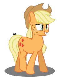 Size: 1875x2389 | Tagged: safe, artist:banquo0, derpibooru import, applejack, earth pony, pony, g4, grin, image, nervous, nervous grin, nervous sweat, png, simple background, smiling, solo, sweat, transparent background