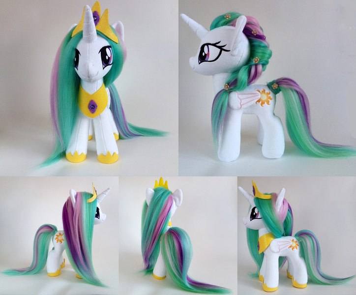 Size: 1995x1654 | Tagged: safe, artist:larsen toys, derpibooru import, princess celestia, oc, unofficial characters only, alicorn, pony, g4, adoptable, folded wings, forsale, image, irl, jewelry, jpeg, multiple views, photo, plushie, regalia, solo, wings