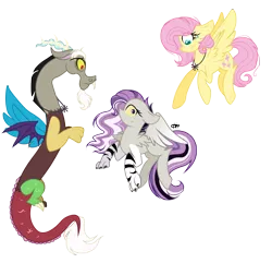 Size: 8190x7911 | Tagged: safe, artist:gallantserver, derpibooru import, discord, fluttershy, oc, oc:iridescence, hybrid, pony, g4, absurd resolution, image, interspecies offspring, offspring, parent:discord, parent:fluttershy, parents:discoshy, png, simple background, transparent background