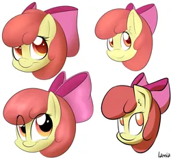 Size: 1300x1200 | Tagged: safe, artist:lamia, derpibooru import, apple bloom, earth pony, pony, g4, face, female, filly, head only, image, png, smiling, solo, style test