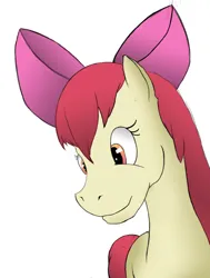 Size: 1080x1427 | Tagged: safe, artist:6organ, derpibooru import, apple bloom, earth pony, pony, g4, female, filly, image, jpeg, simple background, smiling, solo, white background