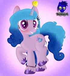 Size: 3840x4154 | Tagged: safe, artist:damlanil, derpibooru import, izzy moonbow, pony, unicorn, g5, ball, blushing, bracelet, cute, female, grin, horn, horn impalement, hornball, image, izzy's tennis ball, izzybetes, jewelry, leg fluff, mare, png, raised hoof, raised leg, shiny, show accurate, smiling, solo, standing on two hooves, tennis ball, vector