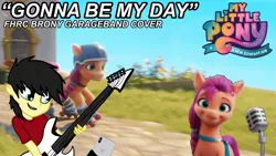 Size: 3840x2160 | Tagged: safe, derpibooru import, edit, edited screencap, screencap, sunny starscout, oc, oc:assetto-forza massimo, pony, g5, my little pony: a new generation, 3d, female, garageband, garageband cover, gonna be my day, guitar, high res, image, mare, musical instrument, png, roller skates, rollerblades, thumbnail, youtube link, youtube link in the description