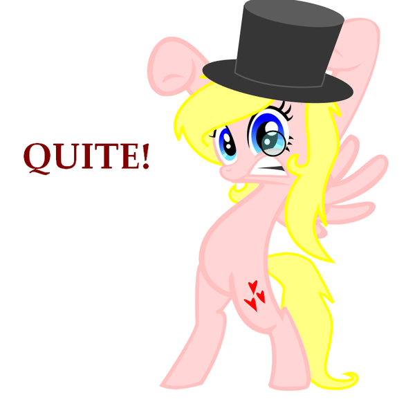 Size: 718x734 | Tagged: safe, alternate version, artist:zombietator, derpibooru import, oc, oc:claire, unofficial characters only, pegasus, pony, base used, bipedal, eyelashes, female, hat, image, mare, monocle, pegasus oc, png, top hat, wings