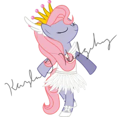 Size: 1024x972 | Tagged: safe, artist:kaylathehedgehog, derpibooru import, clover (g1), earth pony, pony, g1, g4, my little pony tales, ballerina, ballet, clothes, crown, dress, female, g1 to g4, generation leap, image, jewelry, mare, obtrusive text, odette, png, regalia, simple background, solo, swan lake, transparent background, tutu, vector