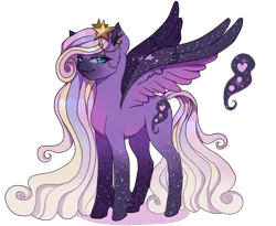 Size: 1754x1440 | Tagged: safe, artist:brot-art, derpibooru import, oc, unofficial characters only, pegasus, pony, female, image, magical lesbian spawn, mare, offspring, parent:princess cadance, parent:princess luna, pegasus oc, png, simple background, smiling, solo, starry wings, transparent background, wings