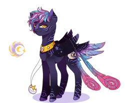 Size: 1280x1051 | Tagged: safe, artist:brot-art, derpibooru import, oc, unofficial characters only, pony, female, image, magical lesbian spawn, mare, offspring, parent:princess amore, parent:princess luna, peytral, png, simple background, solo, transparent background, wings