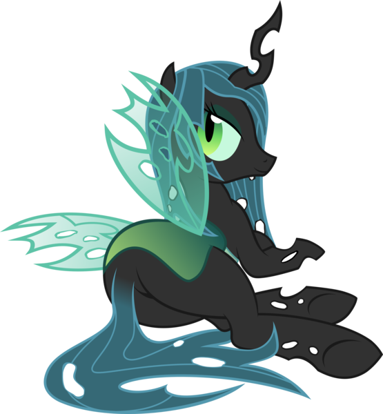 Size: 4206x4544 | Tagged: safe, artist:sunran80, derpibooru import, queen chrysalis, changeling, changeling queen, g4, .svg available, bugbutt, butt, chrysalass, female, image, lidded eyes, looking at you, looking back, looking back at you, lying down, missing accessory, plot, png, sexy, show accurate, simple background, smiling, solo, stupid sexy chrysalis, sultry pose, transparent background, vector