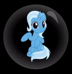 Size: 666x689 | Tagged: safe, artist:carlosuriel13, derpibooru import, trixie, pony, unicorn, g4, bubble, image, in bubble, jpeg, looking at you, simple background, sitting