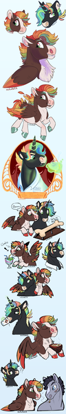 Size: 1500x9337 | Tagged: safe, artist:owlcoholik, derpibooru import, oc, oc:moscato minx, oc:prism, oc:scooter, unofficial characters only, pegasus, pony, unicorn, bone, image, male, png, stallion