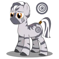 Size: 1000x1000 | Tagged: safe, artist:warren peace, derpibooru import, oc, oc:xiphos, unofficial characters only, pony, zebra, fallout equestria, ashes town, coat markings, image, male, png, scar, scarred, shadow, simple background, solo, stallion, tail, tail wrap, transparent background, unimpressed