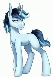 Size: 2364x3428 | Tagged: safe, artist:zahsart, derpibooru import, oc, oc:quintin sorrel, unofficial characters only, pony, unicorn, high res, image, jpeg, looking at you, one eye closed, simple background, smiling, solo, white background, wink