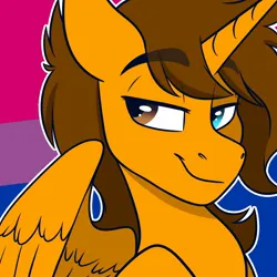 Size: 1200x1200 | Tagged: safe, artist:zahsart, derpibooru import, oc, unofficial characters only, alicorn, pony, alicorn oc, bisexual pride flag, horn, image, jpeg, pride, pride flag, solo, wings