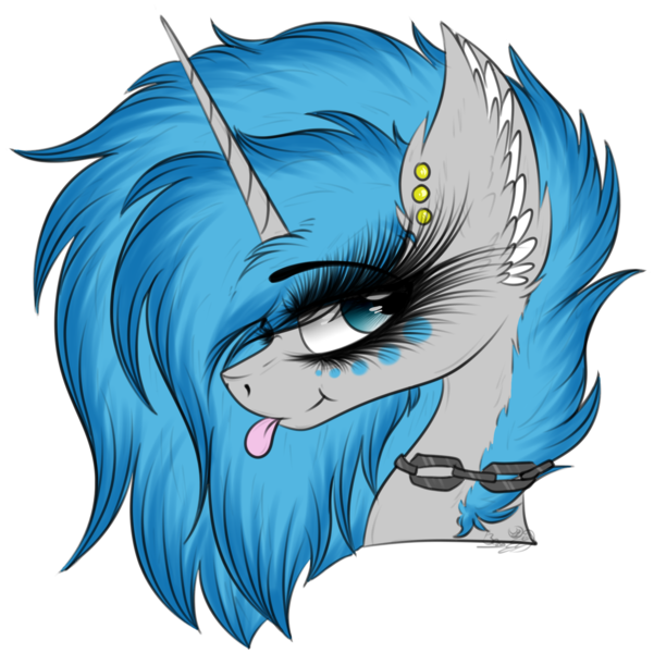 Size: 2045x2041 | Tagged: safe, artist:beamybutt, derpibooru import, oc, oc:moonbeam, unofficial characters only, pony, unicorn, :p, chains, ear fluff, ear piercing, eyelashes, female, high res, horn, image, mare, piercing, png, simple background, solo, tongue out, transparent background, unicorn oc