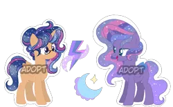 Size: 887x550 | Tagged: safe, artist:just-silvushka, derpibooru import, oc, alicorn, pony, alicorn oc, base used, duo, ethereal mane, eyelashes, female, horn, image, magical lesbian spawn, mare, offspring, parent:flash sentry, parent:princess luna, parent:twilight sparkle, parents:flashlight, parents:twiluna, png, simple background, smiling, starry mane, transparent background, wings