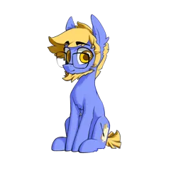 Size: 1523x1577 | Tagged: safe, artist:blue ink, derpibooru import, oc, oc:blue ink, unofficial characters only, earth pony, pony, derpibooru community collaboration, 2022 community collab, beard, facial hair, glasses, image, png, short tail, simple background, solo, tail, transparent background