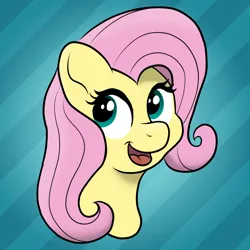 Size: 1134x1134 | Tagged: safe, artist:doodledonutart, derpibooru import, fluttershy, pony, g4, abstract background, aside glance, bust, cute, female, icon, image, looking at you, mare, open mouth, open smile, png, portrait, shyabetes, sideways glance, smiling, solo, three quarter view