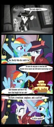 Size: 640x1491 | Tagged: safe, derpibooru import, edit, edited screencap, editor:teren rogriss, screencap, rainbow dash, rarity, pegasus, pony, unicorn, g4, rarity investigates, season 5, clothes, detective rarity, fedora, hat, image, jpeg, trenchcoat