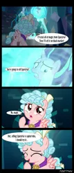 Size: 1288x3000 | Tagged: safe, derpibooru import, edit, edited screencap, editor:teren rogriss, screencap, cozy glow, starlight glimmer, pegasus, pony, unicorn, g4, school raze, cozy glow's true goal, crystal, image, jpeg, magic, nightmare cave, talisman of mirage