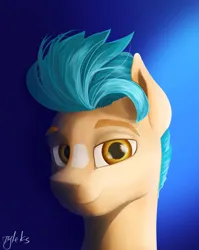 Size: 2277x2866 | Tagged: safe, artist:tyleks, derpibooru import, hitch trailblazer, earth pony, pony, g5, my little pony: a new generation, bust, cute, gradient background, high res, image, jpeg, looking at you, male, portrait, simple background, smiling, solo, stallion