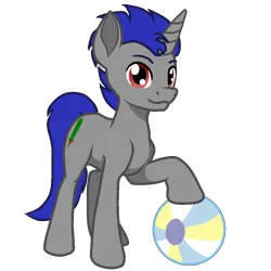 Size: 1000x1000 | Tagged: safe, artist:zeka10000, derpibooru import, oc, oc:enigan, unofficial characters only, pony, unicorn, derpibooru community collaboration, 2022 community collab, ball, beach ball, image, looking at you, male, png, simple background, smiling, solo, stallion, transparent background, vector