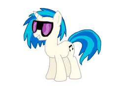 Size: 1280x960 | Tagged: safe, artist:chanyhuman, derpibooru import, vinyl scratch, pony, unicorn, g4, image, jpeg, male, musician, my little colt, record scrape, rule 63, simple background, solo, sunglasses, vinyl's glasses, white background