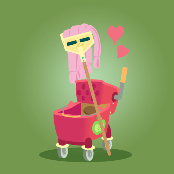 Size: 1600x1600 | Tagged: safe, anonymous artist, derpibooru import, big macintosh, fluttershy, series:fm holidays, g4, bucket, female, floating heart, fluttermac, fluttermop, heart, image, inanimate tf, lineless, male, meme, mop, mop bucket, png, shipping, straight, transformation