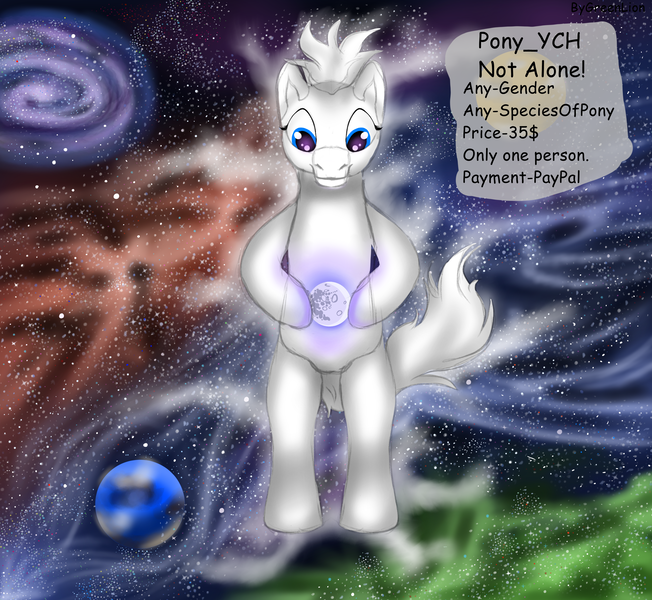 Size: 2500x2300 | Tagged: safe, artist:greenlion, derpibooru import, oc, unofficial characters only, alicorn, earth pony, original species, pegasus, pony, unicorn, commission, high res, image, moon, planet, png, solo, space, your character here