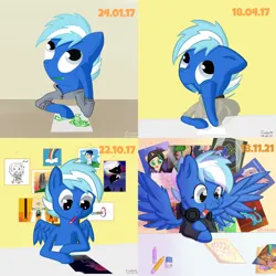 Size: 1024x1024 | Tagged: safe, artist:exobass, derpibooru import, oc, oc:exobass, pegasus, pony, clothes, drawing, female, headphones, hoodie, image, improvement, male, pegasus oc, pencil, png, stallion, wings