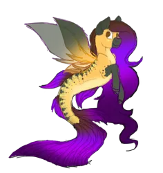 Size: 944x1000 | Tagged: safe, artist:xxmysticaldreamsxx, derpibooru import, oc, unofficial characters only, pegasus, pony, seapony (g4), clothes, dorsal fin, fin wings, fins, fish tail, flowing mane, flowing tail, image, png, purple mane, purple tail, red eyes, seaponified, simple background, smiling, solo, species swap, tail, transparent background, wings