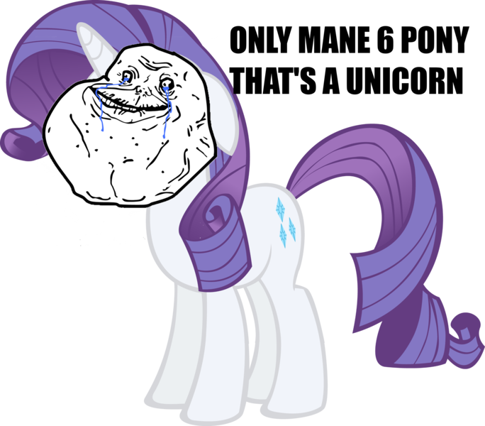 Size: 3359x2945 | Tagged: safe, derpibooru import, rarity, human head pony, original species, pony, unicorn, g4, forever alone, high res, image, meme, png, sad, simple background, solo, transparent background, wat