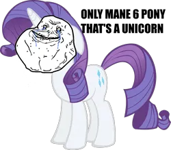 Size: 3359x2945 | Tagged: safe, derpibooru import, rarity, human head pony, original species, pony, unicorn, g4, forever alone, high res, image, meme, png, sad, simple background, solo, transparent background, wat